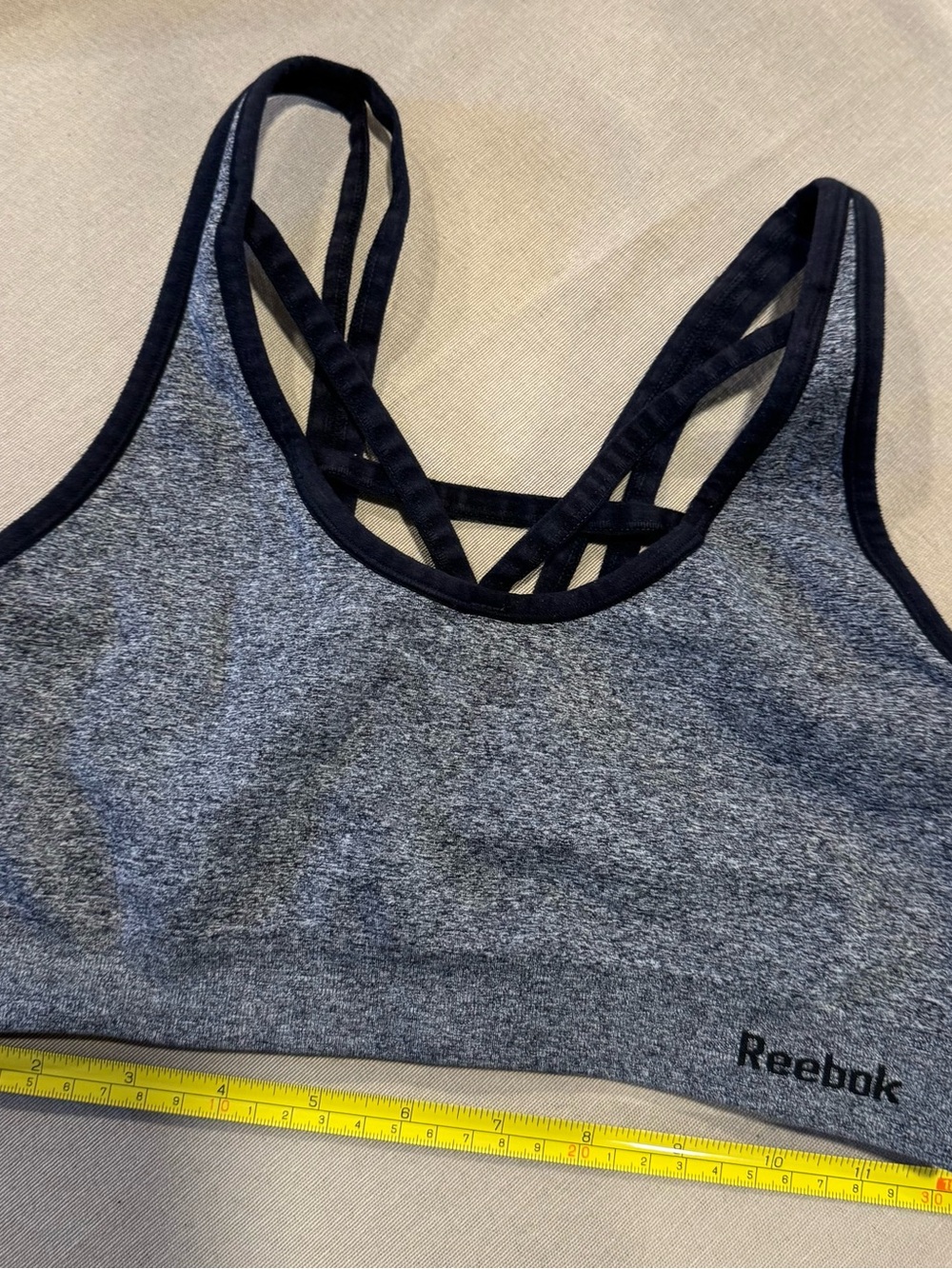 Reebok Gray and Black Strappy Sports Bra